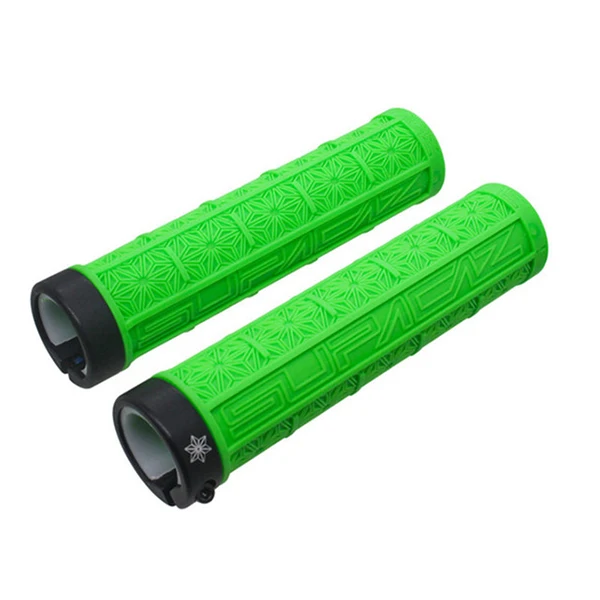 green Supacaz MTB велосипедные ручки для руля, набор внедорожных силиконовых односторонних Анти-занос, удар, поглощающий замок, 9 цветов - Цвет: green