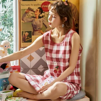 

Women Sleepdress Set Cute Sexy Vest Nightdress Summer Sleeveless Nightgowns Thin Nightwear Casual Cute Princess Night Suit
