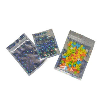 

Holographic Packaging Ziplock Storage Bags Resealable Reusable Plastic Bag for Candy Food Cosmetic Eyelashes Package Wholsale