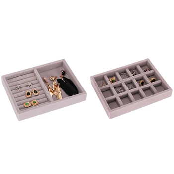 

2x Drawer Diy Rings Bracelets Tray Small Size Fit Most Room Space Gray Combination E No.2 & 15 Grid E No.3