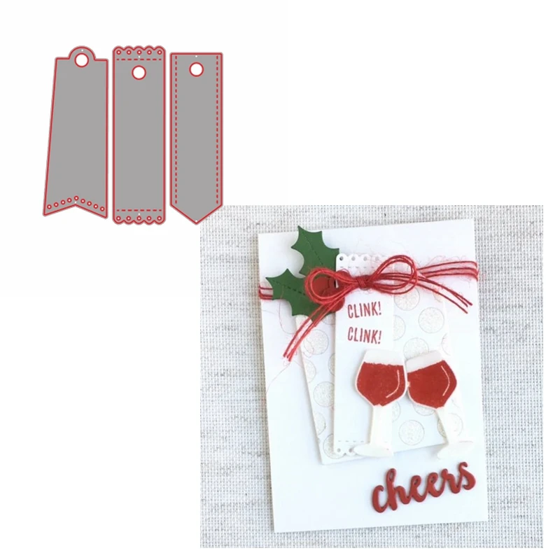 

3PCS Irregular Banner Strip Tag Shape Metal Cutting Dies Stencil For Crafts DIY Album Making Cards Template Die Cut 2019 New
