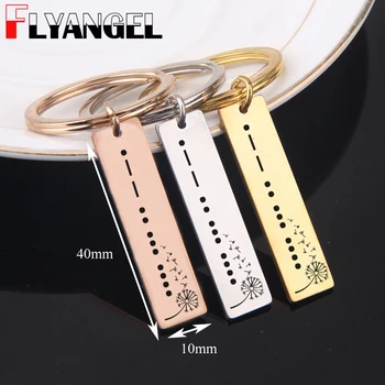 

FLYANGEL Engraved Morse Code New Fashion Keychain Wish Secret Jewelry Keyring Christmas Gifts For Friend Family Bag Charm