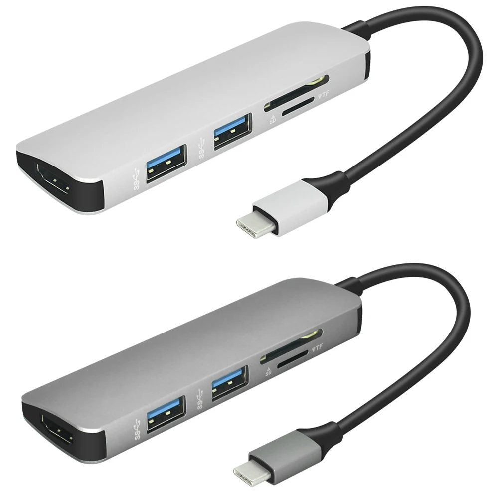 5 в 1 USB C концентратор USB-C к HDMI USB 3,0 SD/TF кардридер адаптер для Mac Book Pro samsung Galaxy Thunderbolt 3 USB-C зарядное устройство
