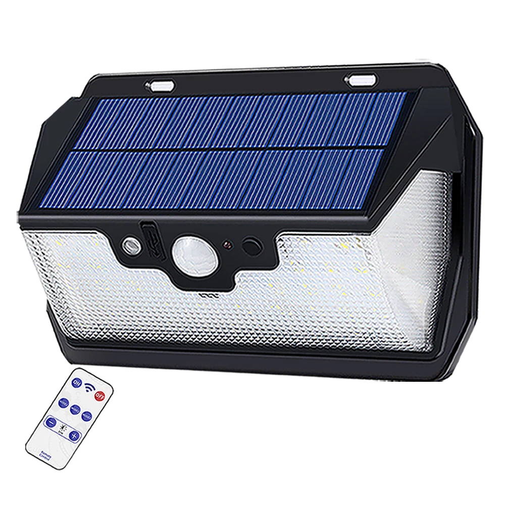 

55 LED 900lm Solar Light remote control radar smart 3 side lighting Motion Sensor Lamps torc street wall lamp yard camp g