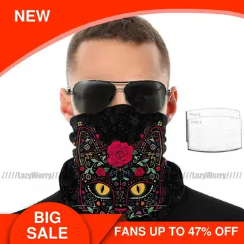

Spooky Mouth Face Mask Day Of The Dead Kitty Cat Facial Mask Nice Fashion Adult with Filters Mask