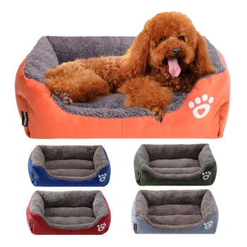 

1PC Soft Fleece Nest Dog Baskets Mat Large Pet Cat Dog Bed Warm Cozy Dog House Autumn Winter Waterproof Kennel Rectangle Dog Bed