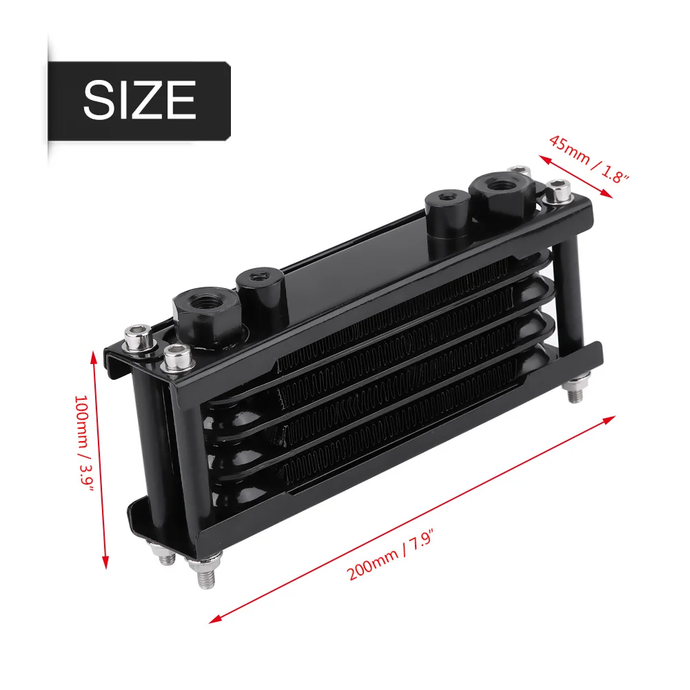 Универсальный двигатель мотоцикла масляный кулер охлаждение радиатора подходит для мотоцикла Байк 50CC-200CC горизонтальный двигатель серебристый черный