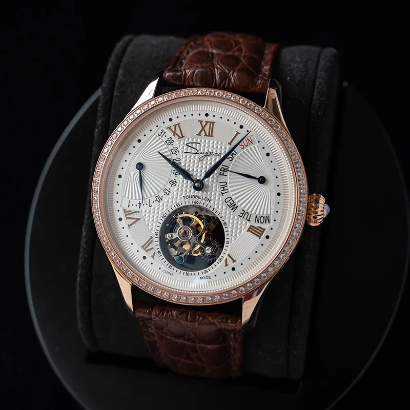 US $575.52 Sugess Tourbillon Master Real Tourbillon Segull ST8004 Movement Mechanical Men Watch Business Wristwatchs Leather Day Date