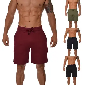 

Men Gym Fitness Shorts Running Sport Solid Color Drawstring Workout Casual Jogging Sweat Pants Trousers