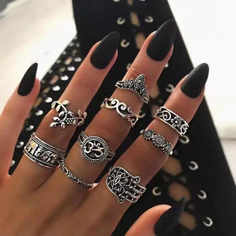 Anillos De Flor Calados Irregular Geométricos De Plata De Ley 925 Para Mujer, Anillo Con Personalidad Antigua Ajustable Retro Bohemio - AliExprs 36