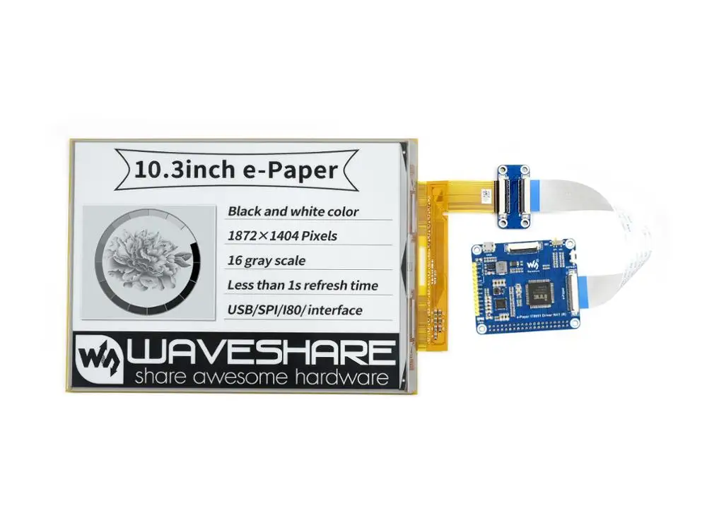 US $240.29 Waveshare 103inch flexible EInk display HAT for Raspberry Pi IT8951 controller18721404 resolutionsupports partial refresh