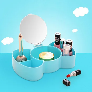 

Desktop Finishing Storage Box With Mirror Cosmetic Storage Box Lipstick Jewelry Storage Box Cosmetic Box Nail Polish Finisher