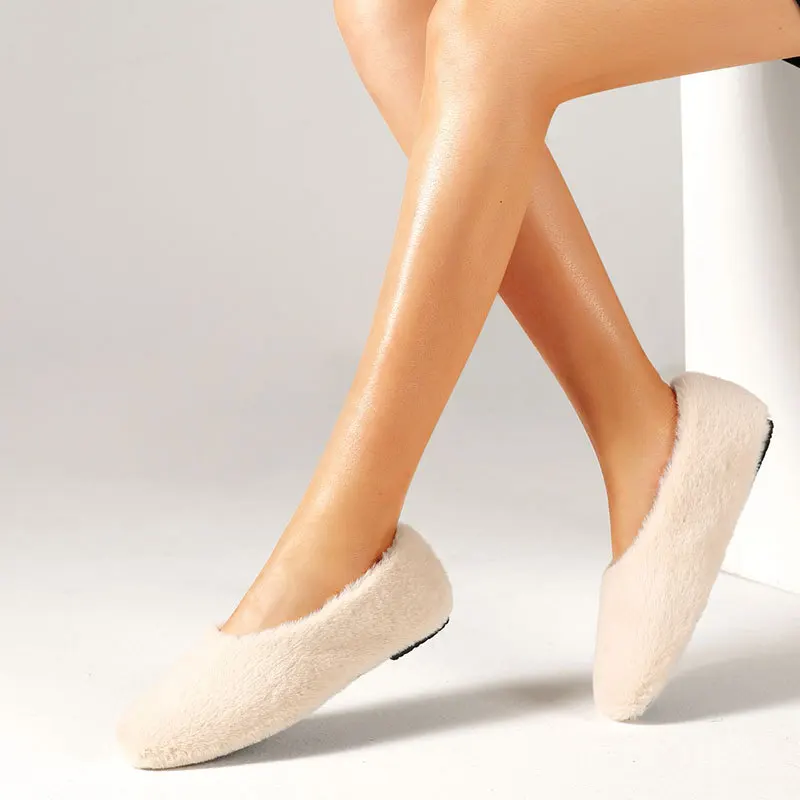 

Women Loafers Shoes Suede Leather Slip on plush new comfortable fur flat casual temperament warm lazy womens shoes flats