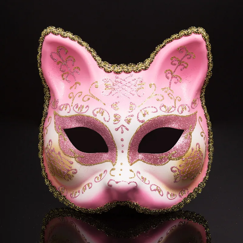 Блестками Cat дизайнерская маска для вечеринки с рисунком лисы Маскарадная маска на Рождество и Хеллоуин; Венецианский карнавал маска Анонимус Косплэй маска животного
