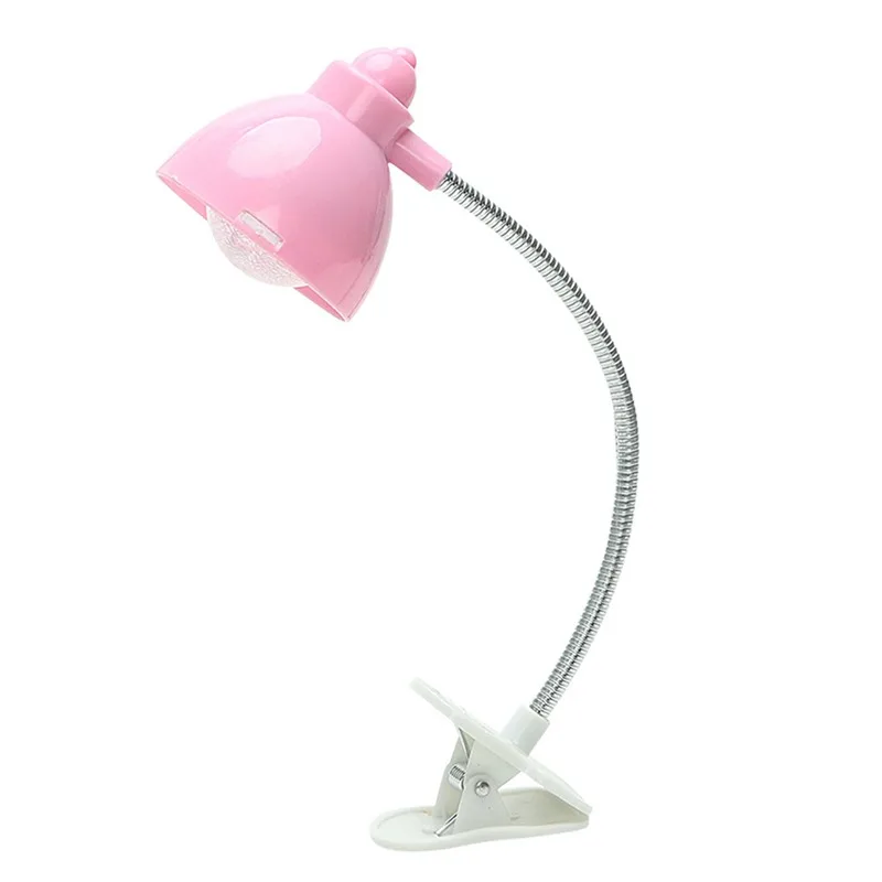 

New LED Book Light Flexible Portable Mini Pink Adjustable Clip-on Reading Lamps Girls Cute Night Light Macaron Button Battery St