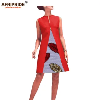 

AFRICAN print A-line dress for women AFRIPRIDE sleeveless o-neck above-knee length cotton women dress A7225126
