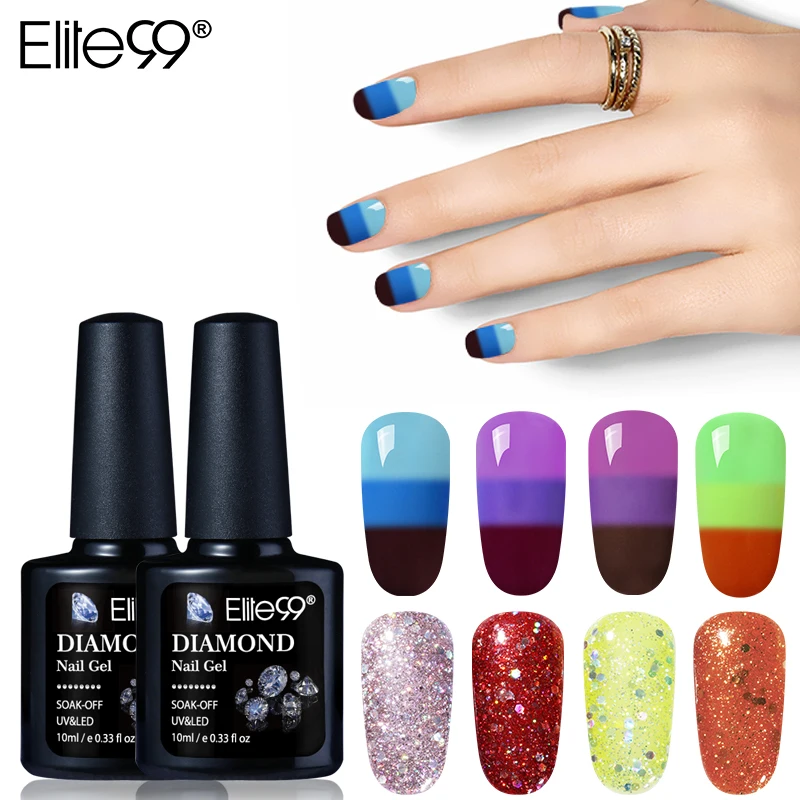 

Elite99 Thermal 3 Colors Soak Off UV Gel Color-changing Temperature Color Change Gel Nail Art Gel Long Lasting Nail Varnish