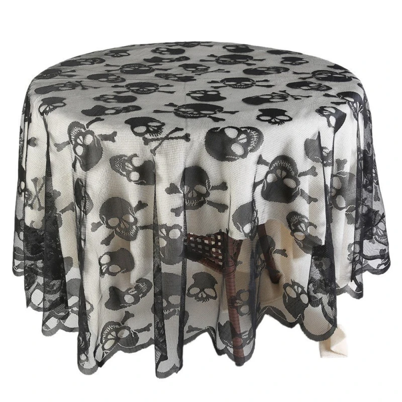 

Halloween Tablecloth Round Tablecloth Skull Pattern Horror Printing Tablecloth Outdoor Mat Decoration WeddingApparel