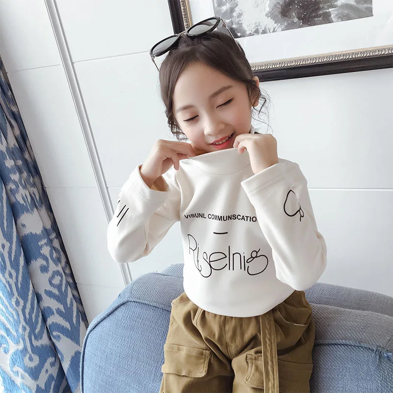 kids clothes girls ubrania baju anak perempuan winter Turtle neck thicken shirts Girls base shirt Clothes for big kids