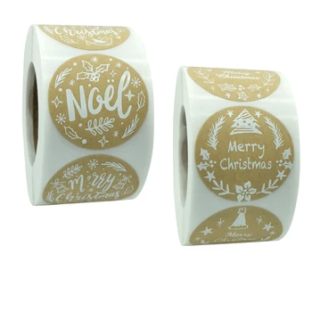 

500Pcs 3.8cm/1.5Inch DIY Merry Christmas Thank you Round Scrapbooking Paper Labels Seal Sticker