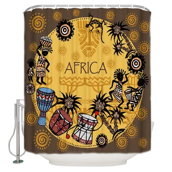

Banner African Retro Style Disc Record Pattern Shower Curtains Polyester Fabric Waterproof Bath Curtain