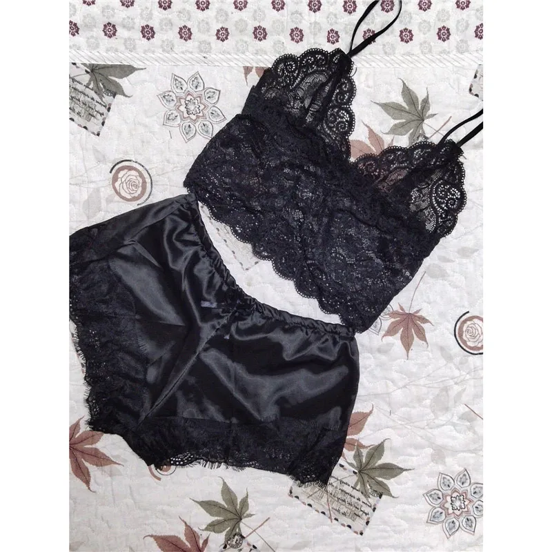 

Women's Lace Suspender Top With Shorts 2-piece Sexy Pajamas Suit