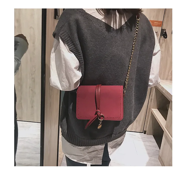 

Korean version of solid qualitative small square bag frosted zipper simple shoulder diagonal women's bag