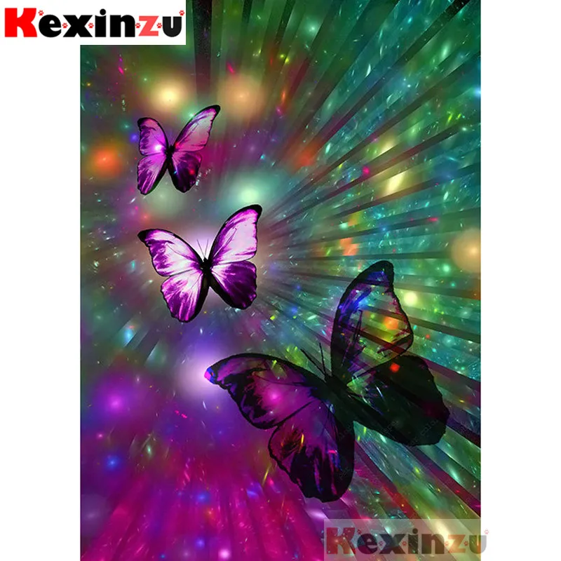Kexinzu полный 5D DIY квадратный/круглый алмазная живопись &quotБабочка&quot 3D вышивка