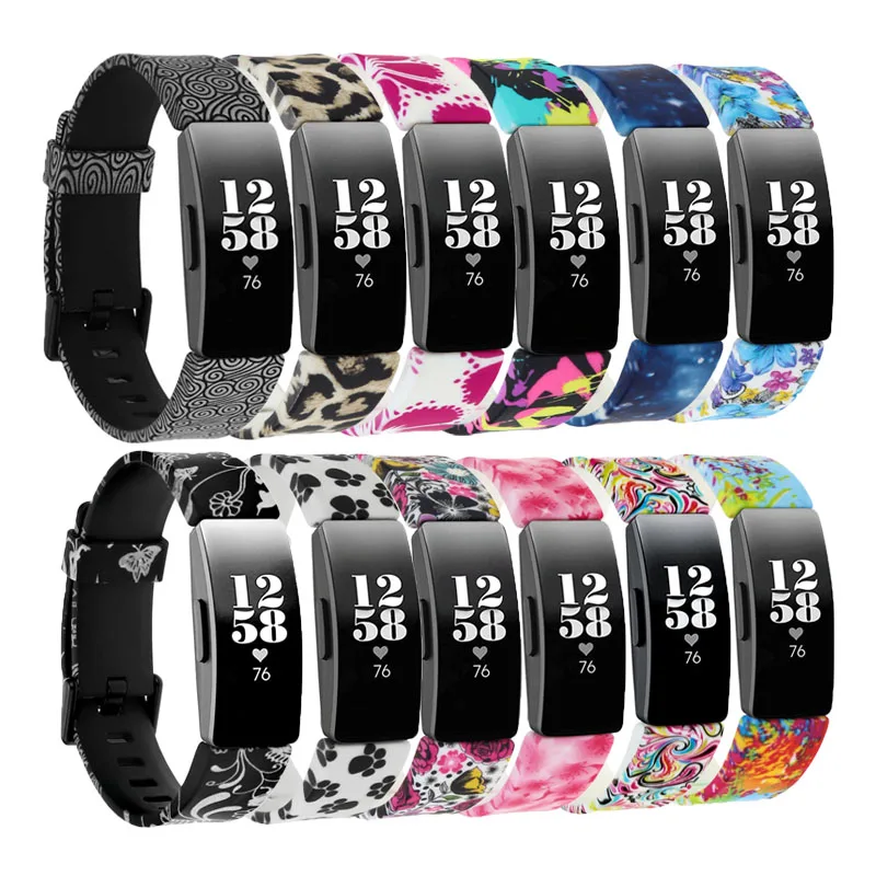 

Silicone Printed Pattern Band For Fitbit inspire 2 Smart Wristband strap Small Large Watchband for Fitbit Inspire HR / Inspire