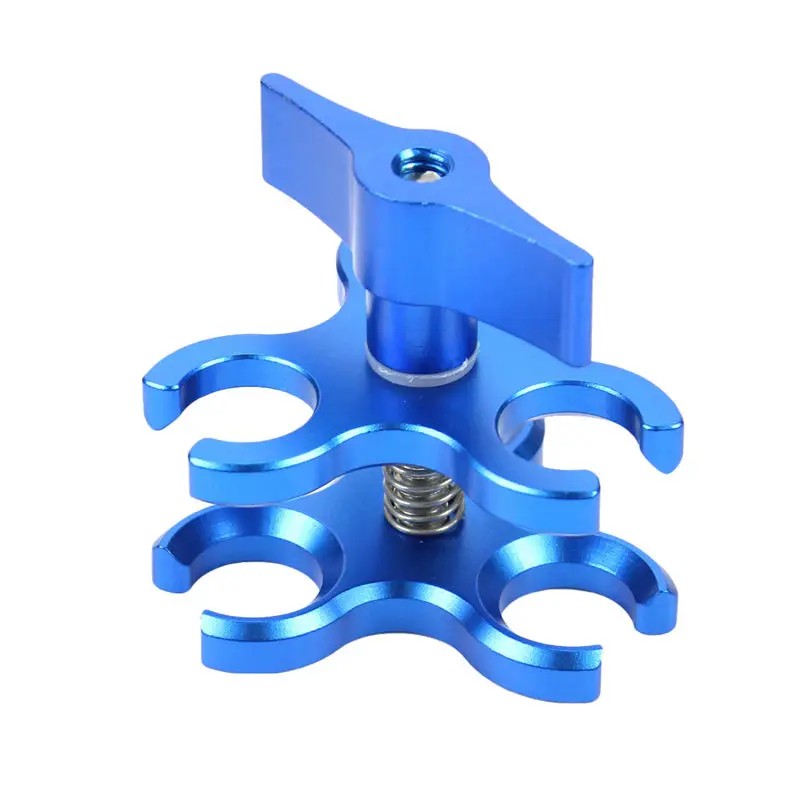 

Upgrade Clamp 3-Hole Aluminum Triple Butterfly Clip Diving Light Arm Ball Head Mount Adapter For Action Camera Flashlight Tripod