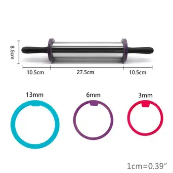 

Stainless Steel Rolling Pin- Adjustable Rolling Pin With 3 Sizes Thickness Rings
