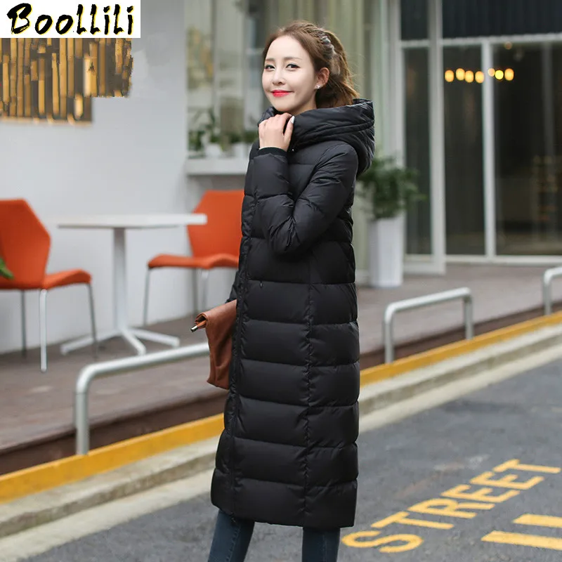 

Boollili 2020 Women's Winter Jackets 90% White Duck Down Jacket Hooded Long Warm Woman Coat abrigos mujer invierno