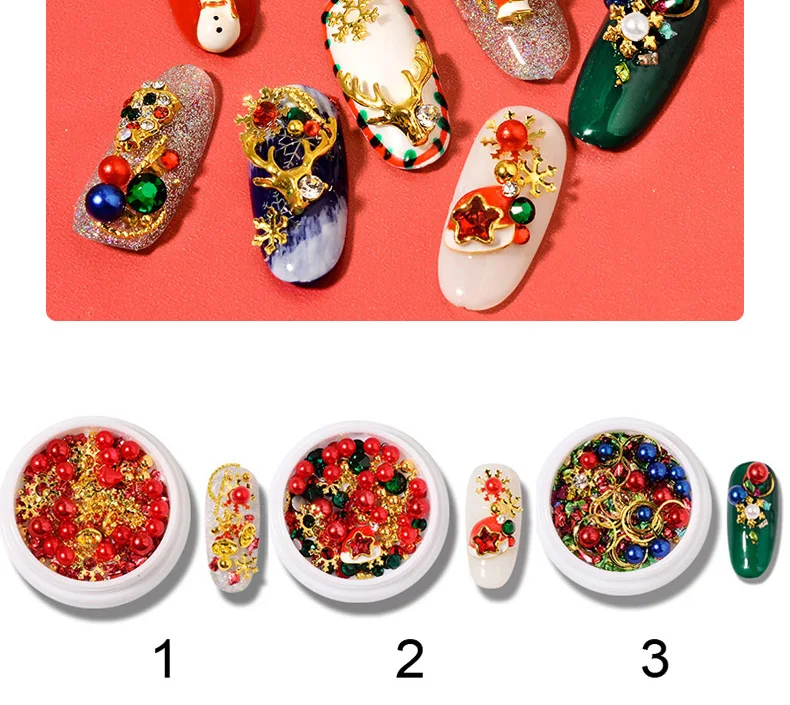 1 коробка для ногтей красочный Рождественский горный хрусталь серия 3D маникюр Дизайн ногтей Украшение DIY дизайн инструмент в коробке DIY Дизайн Аксессуары