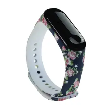 

Flower Butterfly Print Strengthen Soft Silicone Replacement Sport Adjustable Wrist Strap for Xiao mi Mi Band 3/4 Sports Edition