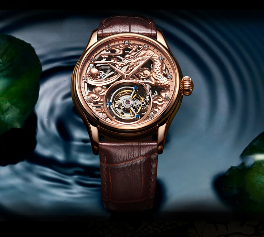 Guanqin механические мужские часы с турбийоном, водонепроницаемые, кожа,, бренд, роскошный турбийон, relogio masculino