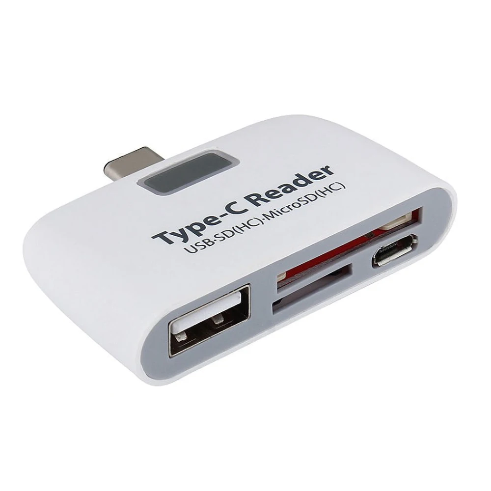 Kebidu type C USB 2,0 считыватель карт памяти адаптер 3 в 1 USB 3,1 USB-C Поддержка TF SD OTG type C ридеры для Macbook телефона планшета - Цвет: White