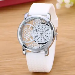 2019 модный силиконовый браслет, часы для женщин и мужчин, искусственный хронограф, с кварцевым покрытием, классические круглые кристаллы