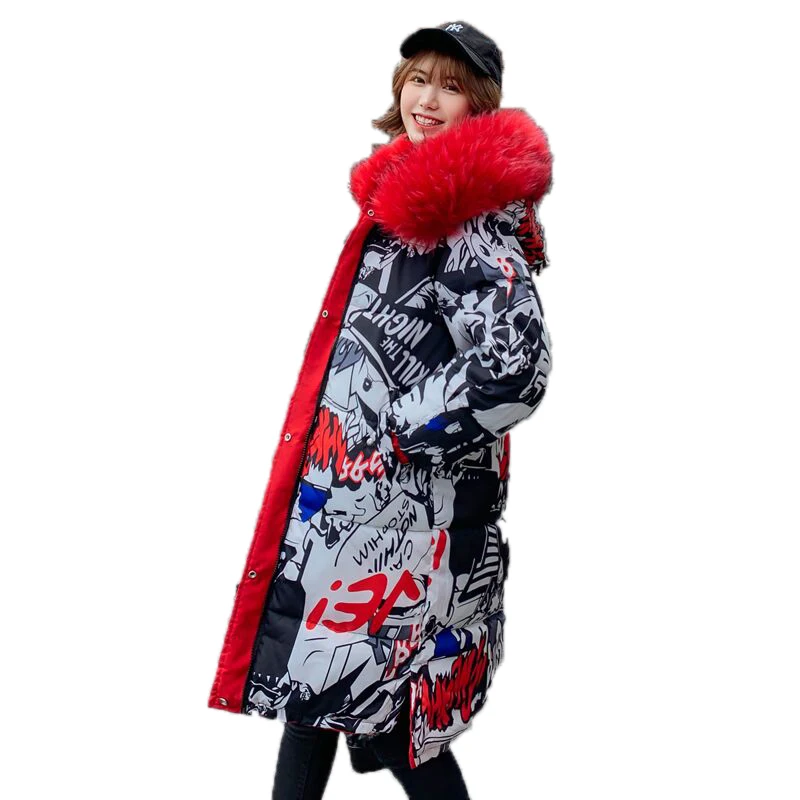 Women's Down Jacket 2021 Long Female Hooded Down Coat With Fur Collar