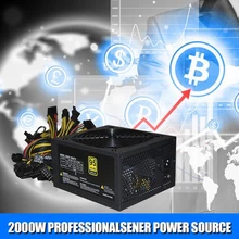 ETH mining 1800W Rated Miner Power Supply 95% High Efficiency ATX Mining Power Source Support 8 GPU Card Max Up to 2000W Supply