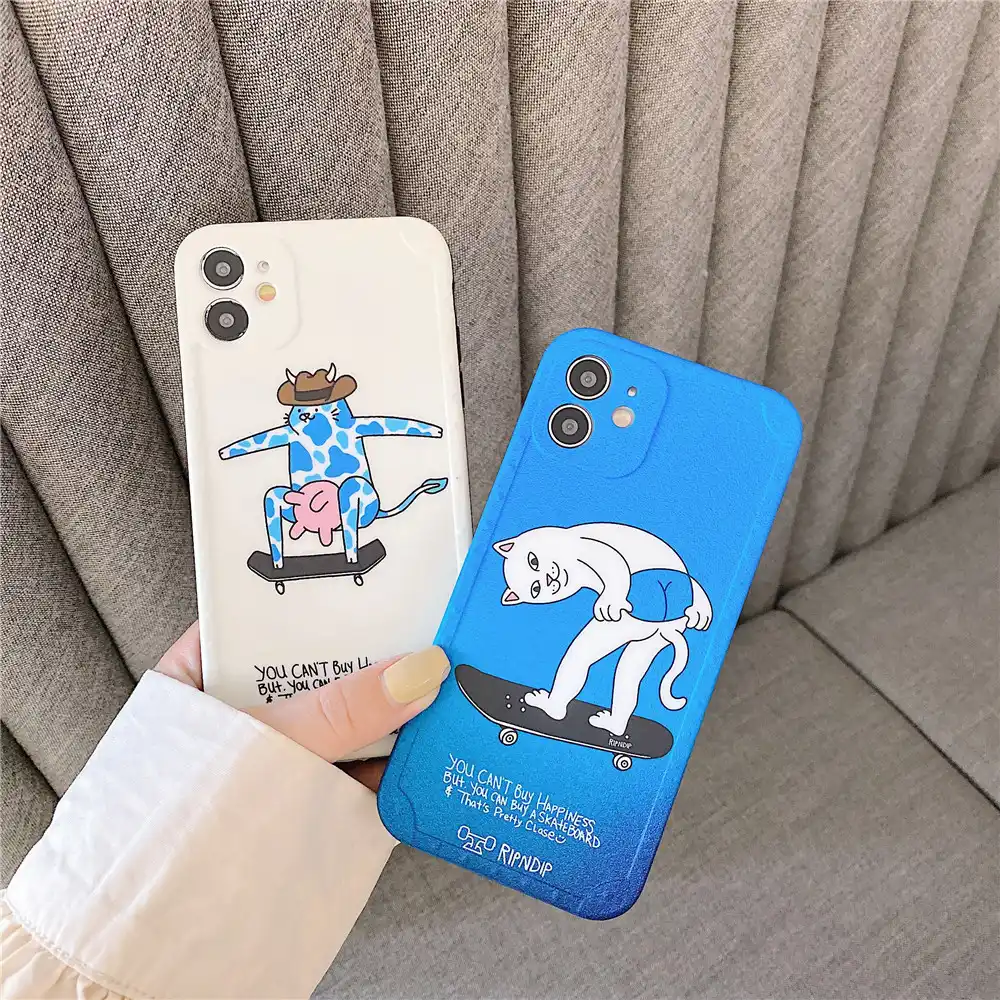 ストリートスケートボードファッションブランド電話ケースiphone 12ミニ11プロx Xs最大xr 7 8プラスおかしい猫漫画シリコンソフトカバー Phone Case Covers Aliexpress