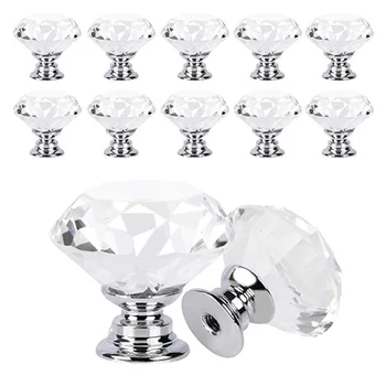 

12 Pack Diamond Shape Knob Cupboard Drawer Pull Handle Knobs Brand New Knobs and Handles for Furniture Drawers