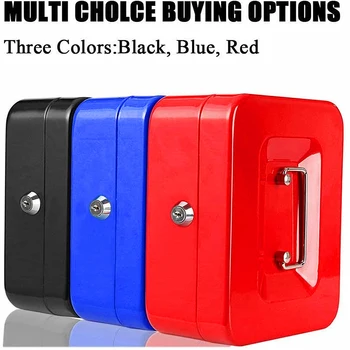 

Hot Sale Locking Steel Cash Lock Box with Keys Security Money Tray Double Layer Small