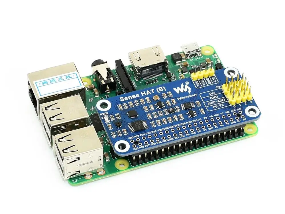 Waveshare Sense Hat (B) для Raspberry Pi несколько мощных датчиков поддерживает внешние датчики 3