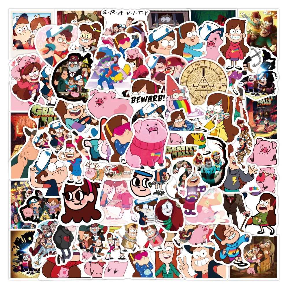 Cartoon Gravity Falls Stickers Graffiti Motorcycle Luggage Guitar Skateboard Waterproof Sticker Decal 10/30/50/100PCS For Kid cartoon stickers graffiti stickers