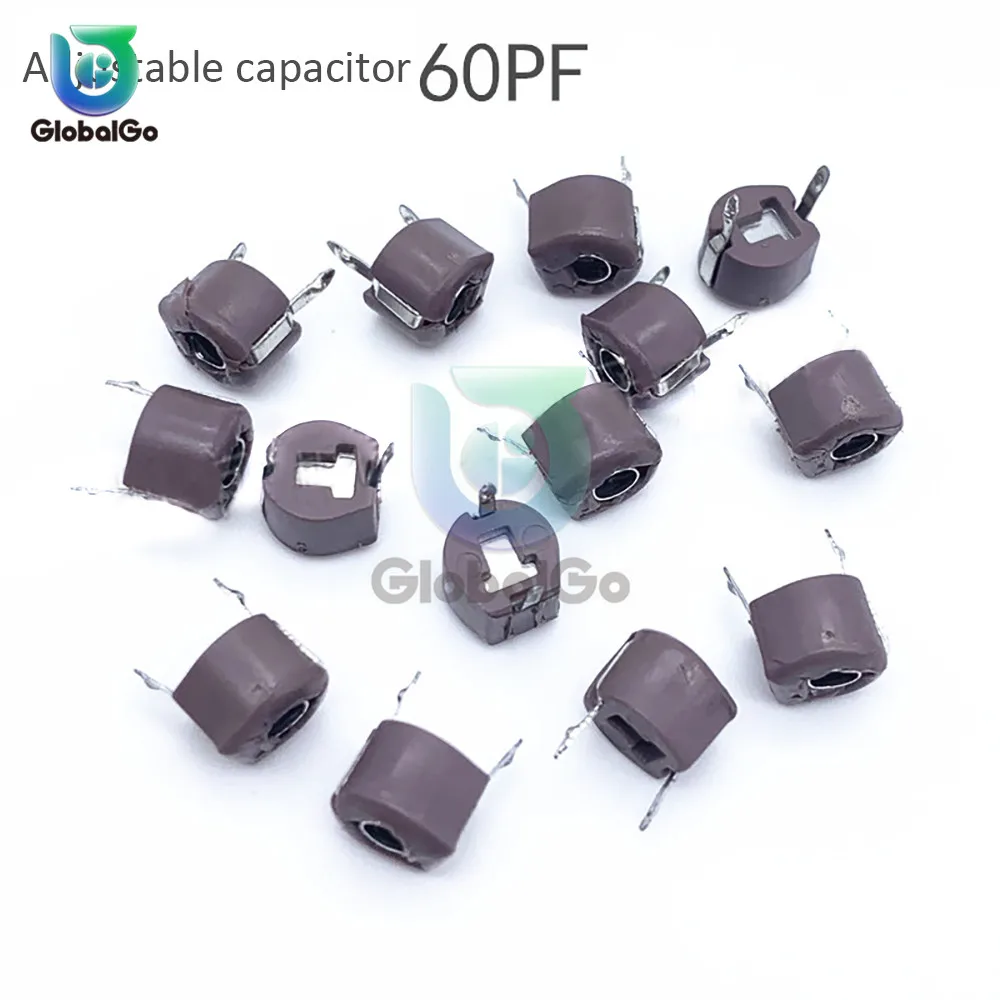 10 шт./лот 6 мм Регулируемый набор различных конденсаторов 3pf 5pf 10pf 20pf 30pf 40pf 50pf 60pf 70pf 120pf триммер переменной постоянной ёмкости, универсальный конденсатор