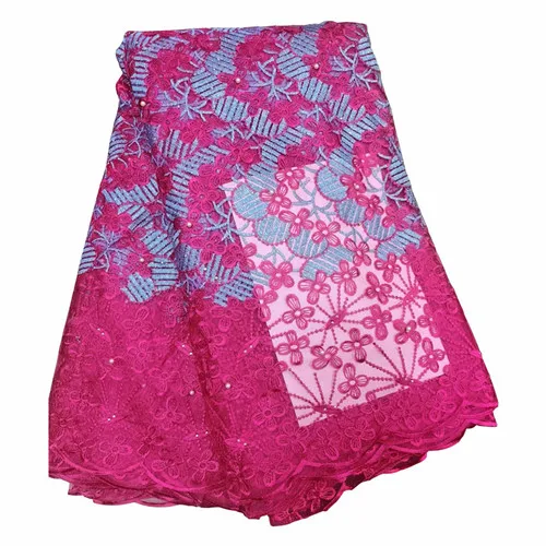 rose red Новейшая розовая красная африканская вышитая бисером кружевная ткань французский Тюль кружевная ткань для свадебной вечеринки нигерийская кружевная ткань с вышивкой - Цвет: rose red
