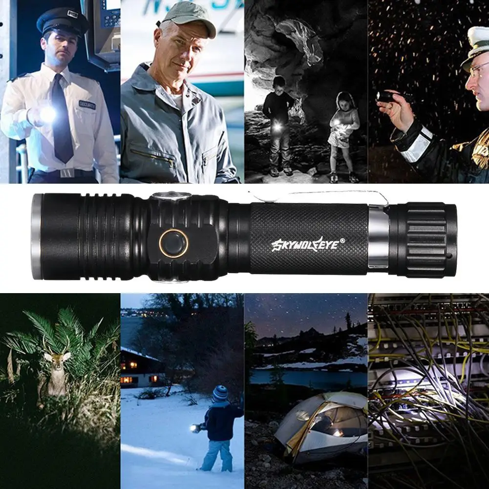 SKYWOLFEYE T145LED Мини Телескопический фонарик Zoom Camping Flashligt