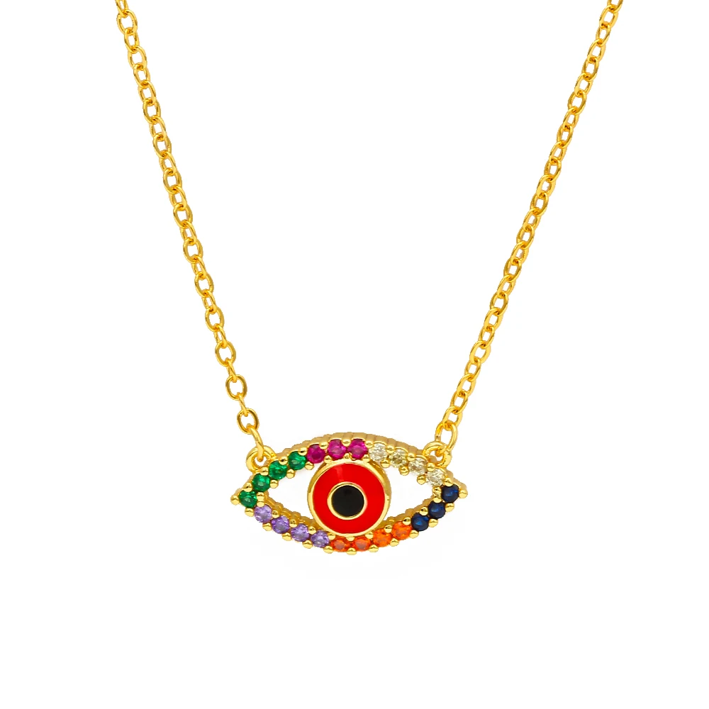 Ожерелье "Счастливый глаз" из фианита, ожерелье "сглаза" золотого цвета, длинная цепочка, ожерелье, модное ювелирное изделие для женщин, девушек EY6764 - Окраска металла: red