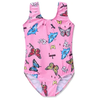 

2-11Y Girls Gymnastic Leotards Pink Blue Butterfly Sleeveless Ballet Dancesuit Ballet Tutu Dancewear Leotards Dancer Costumes