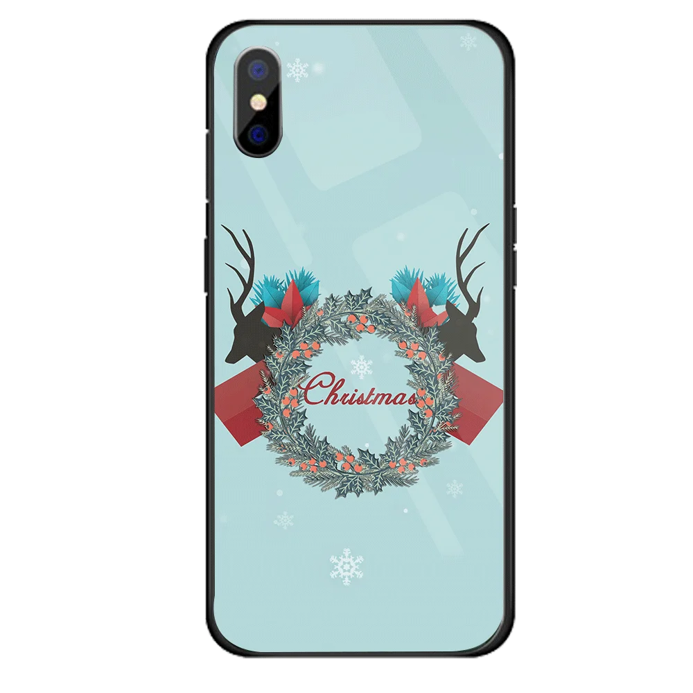 Роскошный Рождественский чехол для iPhone X XS XR XSMAX, жесткий стеклянный чехол Чехол для iPhone 5 5S SE 6 6S 7 8, новогодний подарок, Conque - Цвет: 05